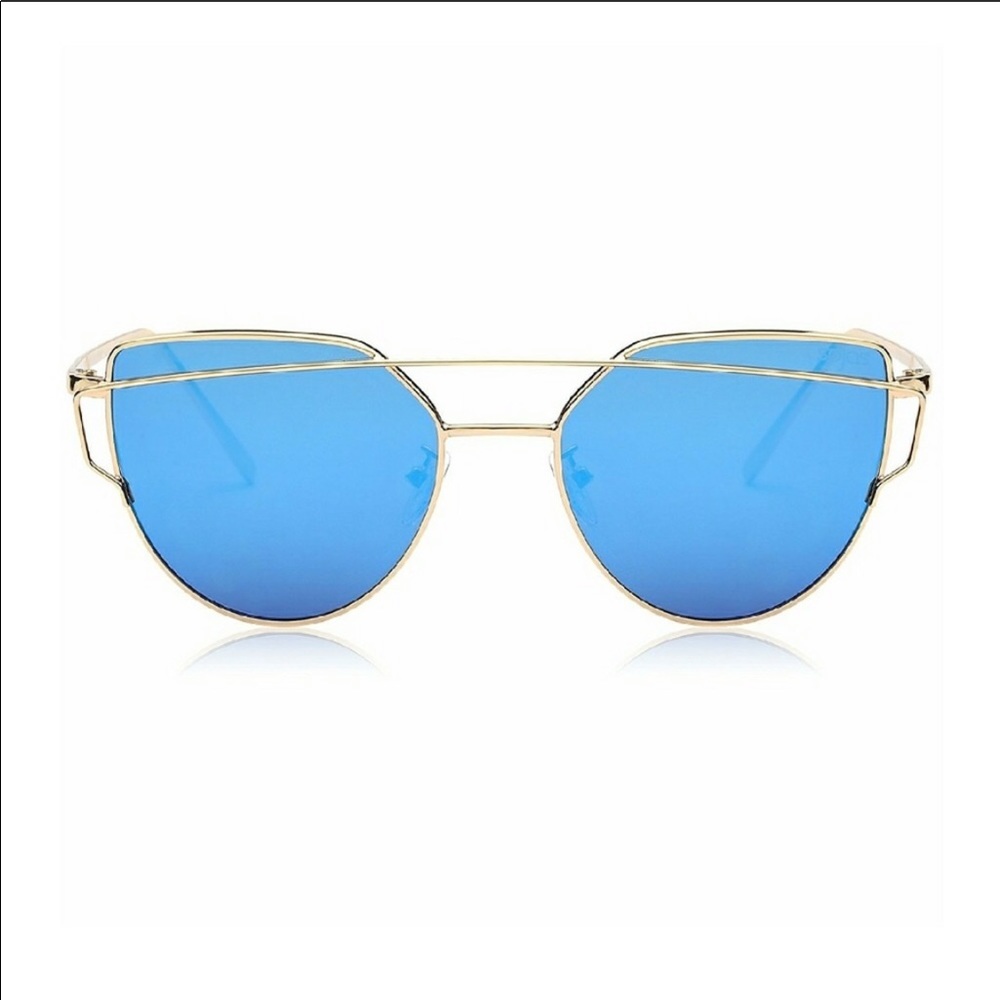 {QUINN} cat eye Flat Mirrored Oversized Sunglasses - Picture 4 of 7